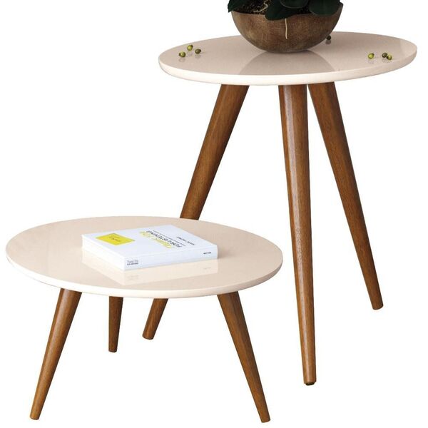 Kit Mesa Lateral Com Mesa De Centro Decorativa Sofia B01 Off