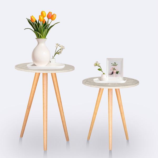 Kit Mesa Lateral Ou Canto Redonda Para Sala Ou Auxiliar Apoio