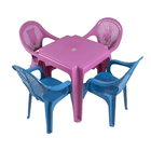 Kit Mesa Mais 2 Cadeiras Rosa E 2 Azul Infantil 58x26cm Teddy