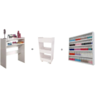 Kit Mesa Manicure 77 Cm + Expositor Prateleira Esmaltes + Car