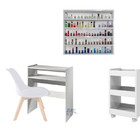 Kit Mesa Manicure + Carrinho Auxiliar + 2 Porta Esmaltes Prat