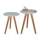 Kit Mesa Mesinha De Canto Lateral Tripé Laqueada Com Vidro 35