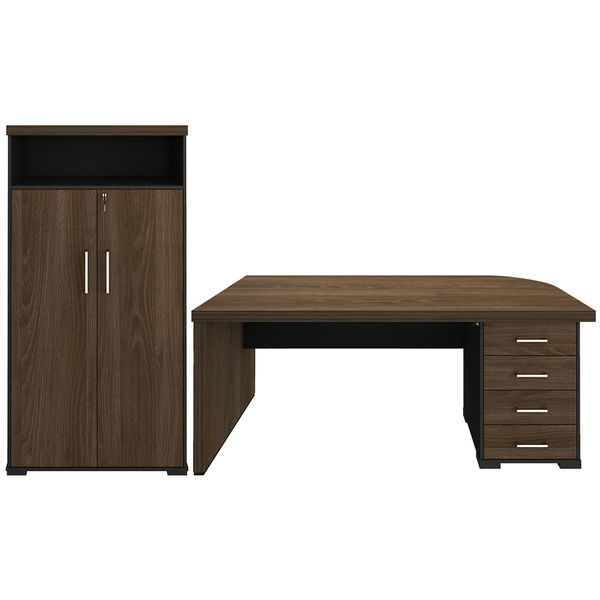 Kit Mesa Para Escritório 4 Gavetas Ld 180cm E Armário Atria E