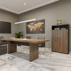 Kit Mesa Para Escritório Reunião 204x90cm Com Armário Atria E