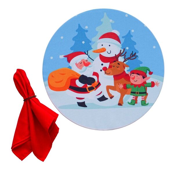 Kit Mesa Posta 1 Lugar Natal Neve Infantil 3 Peças (capa Sous