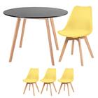 Kit - Mesa Redonda 100 Cm Preto + 3 Cadeiras Leda