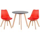 Kit - Mesa Redonda 70 Cm Preto + 2 Cadeiras Leda Vermelho