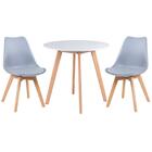 Kit - Mesa Redonda 80 Cm Branco + 2 Cadeiras Leda Cinza Claro