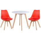 Kit - Mesa Redonda 80 Cm Branco + 2 Cadeiras Leda Vermelho