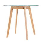 Kit - Mesa Redonda Com Tampo De Vidro 80 Cm + 3 Cadeiras Leda