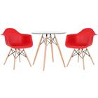 Kit - Mesa Redonda De Vidro Eames 70 Cm + 2 Cadeiras Eiffel D