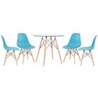 Kit - Mesa Redonda De Vidro Eames 80 Cm + 4 Cadeiras Eiffel D