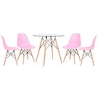 Kit - Mesa Redonda De Vidro Eames 80 Cm + 4 Cadeiras Eiffel D