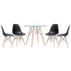 Kit - Mesa Redonda De Vidro Eames 80 Cm + 4 Cadeiras Eiffel D