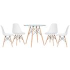 Kit - Mesa Redonda De Vidro Eames 80 Cm + 4 Cadeiras Eiffel D