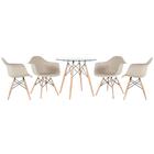 Kit - Mesa Redonda De Vidro Eames 80 Cm + 4 Cadeiras Eiffel D
