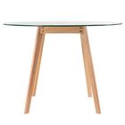 Kit - Mesa Redonda De Vidro Leda 100 Cm + 3 Cadeiras Estofada