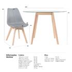 Kit - Mesa Redonda De Vidro Leda 100 Cm + 3 Cadeiras Estofada