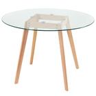 Kit - Mesa Redonda De Vidro Leda 100 Cm + 4 Cadeiras Estofada