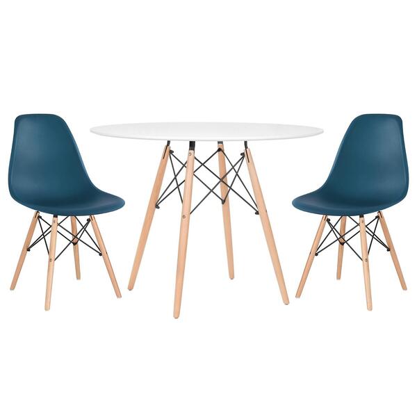 Kit - Mesa Redonda Eames 100 Cm Branco + 2 Cadeiras Eiffel Ds