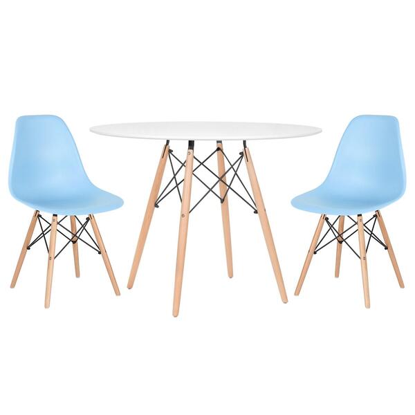 Kit - Mesa Redonda Eames 100 Cm Branco + 2 Cadeiras Eiffel Ds