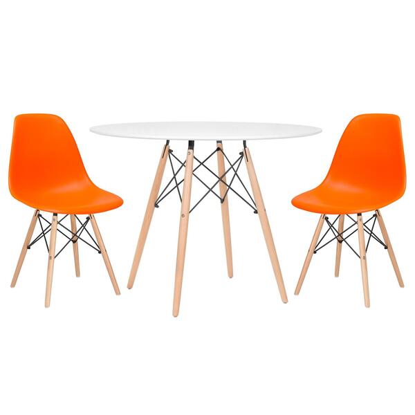 Kit - Mesa Redonda Eames 100 Cm Branco + 2 Cadeiras Eiffel Ds