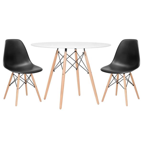 Kit - Mesa Redonda Eames 100 Cm Branco + 2 Cadeiras Eiffel Ds