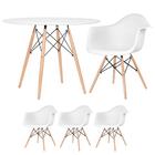Kit - Mesa Redonda Eames 100 Cm Branco + 3 Cadeiras Eiffel Da