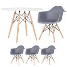 Kit - Mesa Redonda Eames 100 Cm Branco + 3 Cadeiras Eiffel Da