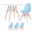 Kit - Mesa Redonda Eames 100 Cm Branco + 3 Cadeiras Eiffel Ds