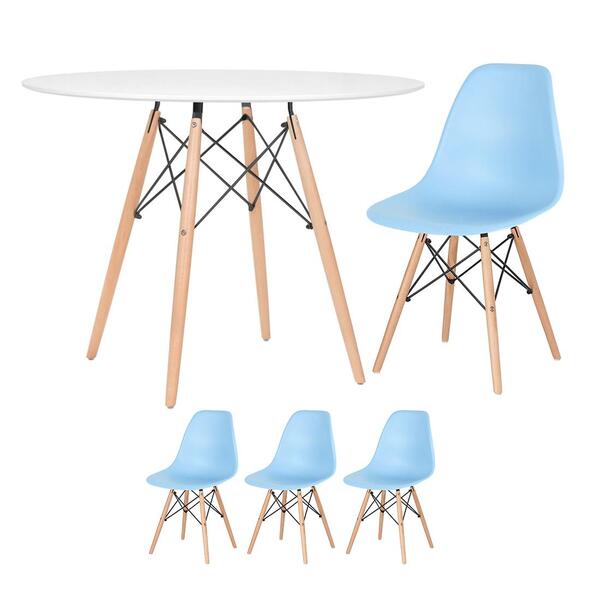 Kit - Mesa Redonda Eames 100 Cm Branco + 3 Cadeiras Eiffel Ds