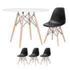 Kit - Mesa Redonda Eames 100 Cm Branco + 3 Cadeiras Eiffel Ds