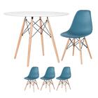 Kit - Mesa Redonda Eames 100 Cm Branco + 3 Cadeiras Eiffel Ds