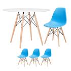 Kit - Mesa Redonda Eames 100 Cm Branco + 3 Cadeiras Eiffel Ds
