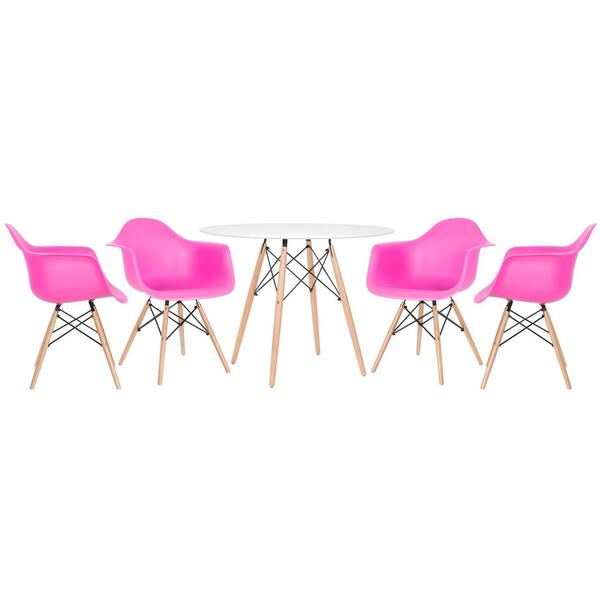 Kit - Mesa Redonda Eames 100 Cm Branco + 4 Cadeiras Eiffel Da