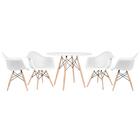 Kit - Mesa Redonda Eames 100 Cm Branco + 4 Cadeiras Eiffel Da