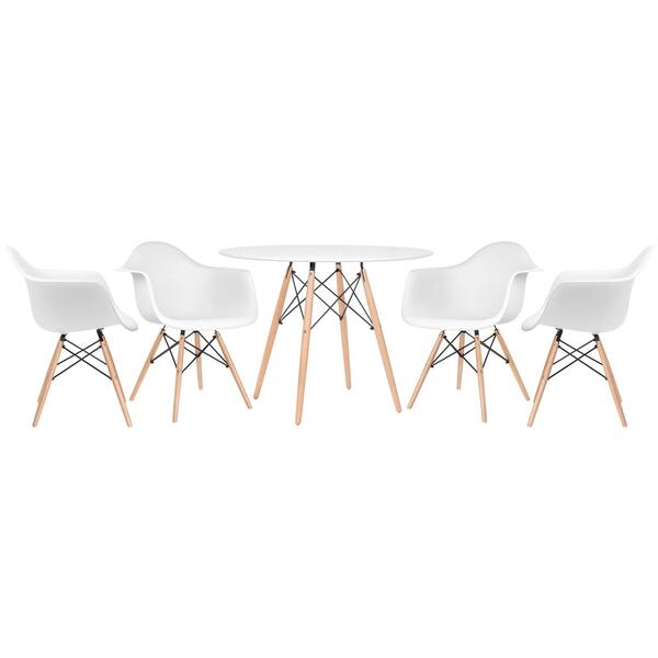 Kit - Mesa Redonda Eames 100 Cm Branco + 4 Cadeiras Eiffel Da
