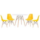 Kit - Mesa Redonda Eames 100 Cm Branco + 4 Cadeiras Eiffel Ds