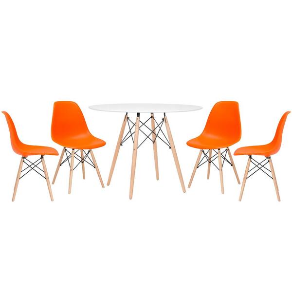 Kit - Mesa Redonda Eames 100 Cm Branco + 4 Cadeiras Eiffel Ds
