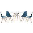 Kit - Mesa Redonda Eames 100 Cm Branco + 4 Cadeiras Eiffel Ds