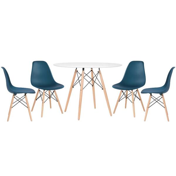 Kit - Mesa Redonda Eames 100 Cm Branco + 4 Cadeiras Eiffel Ds