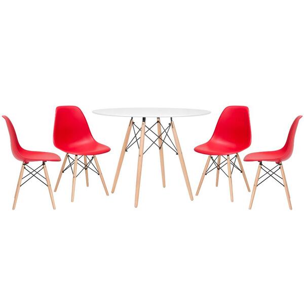Kit - Mesa Redonda Eames 100 Cm Branco + 4 Cadeiras Eiffel Ds