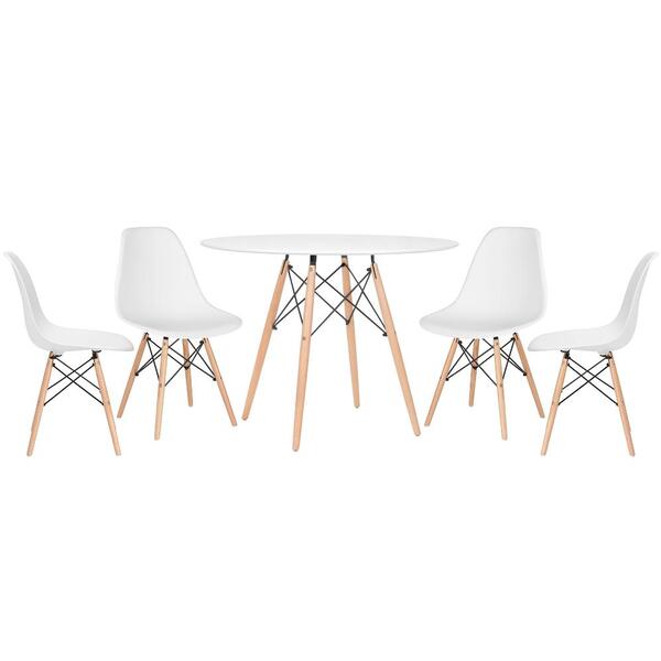 Kit - Mesa Redonda Eames 100 Cm Branco + 4 Cadeiras Eiffel Ds