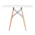 Kit - Mesa Redonda Eames 100 Cm Branco + 4 Cadeiras Estofadas