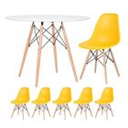 Kit - Mesa Redonda Eames 100 Cm Branco + 5 Cadeiras Eiffel Ds