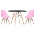 Kit - Mesa Redonda Eames 100 Cm Preto + 2 Cadeiras Eiffel Dsw