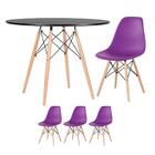 Kit - Mesa Redonda Eames 100 Cm Preto + 3 Cadeiras Eiffel Dsw