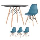 Kit - Mesa Redonda Eames 100 Cm Preto + 3 Cadeiras Eiffel Dsw