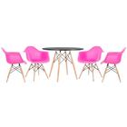 Kit - Mesa Redonda Eames 100 Cm Preto + 4 Cadeiras Eiffel Daw