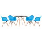 Kit - Mesa Redonda Eames 100 Cm Preto + 4 Cadeiras Eiffel Daw
